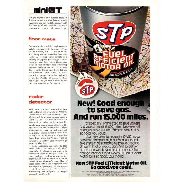 1980 STP Fuel Efficient Motor Oil Vintage Print Ad Road Map Atlas 80s Wall Art - Picture 2 of 3